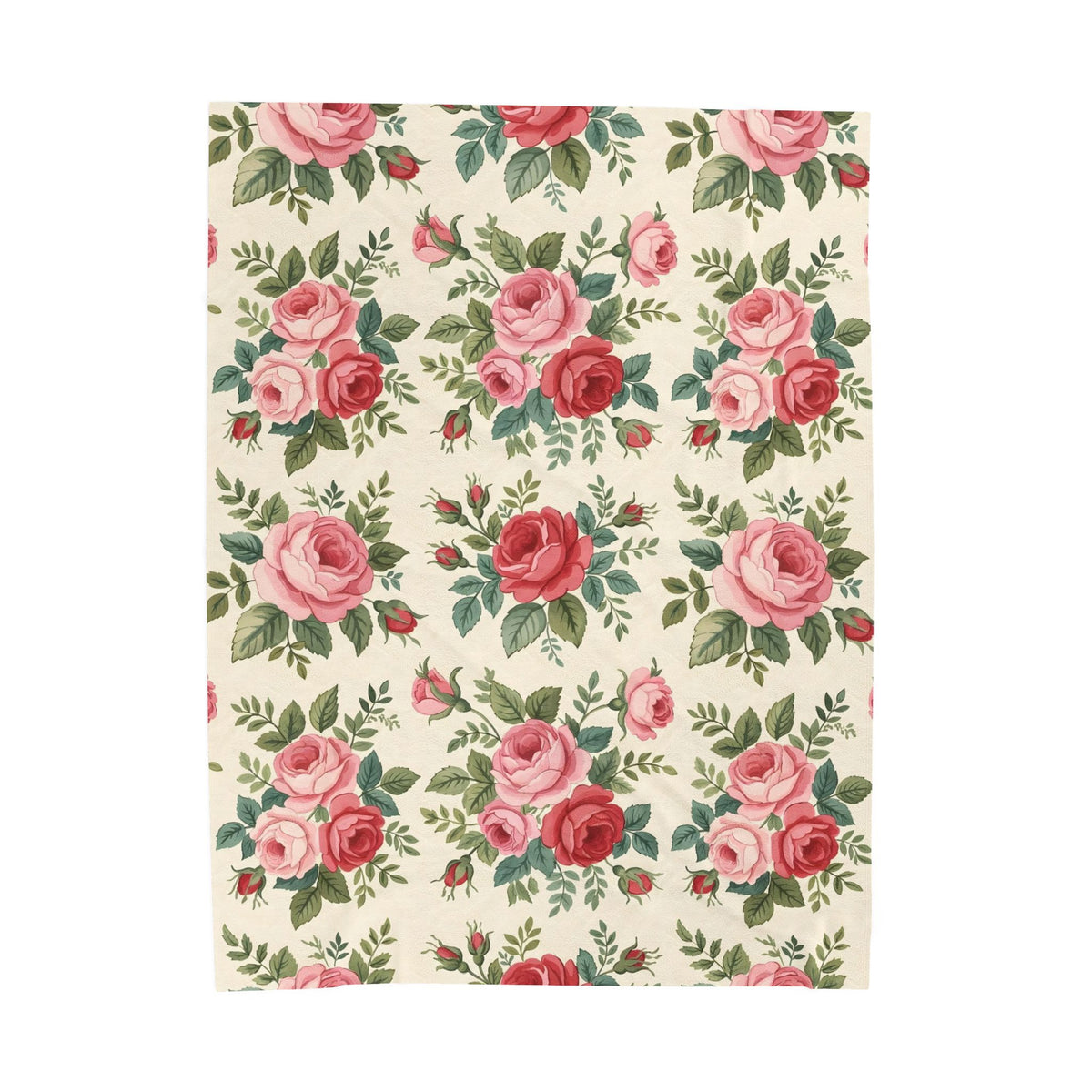 English Rose Chintz Pattern Velveteen Plush Blanket