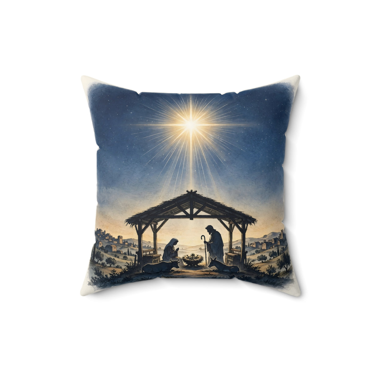 Holy Night Nativity Throw Pillow