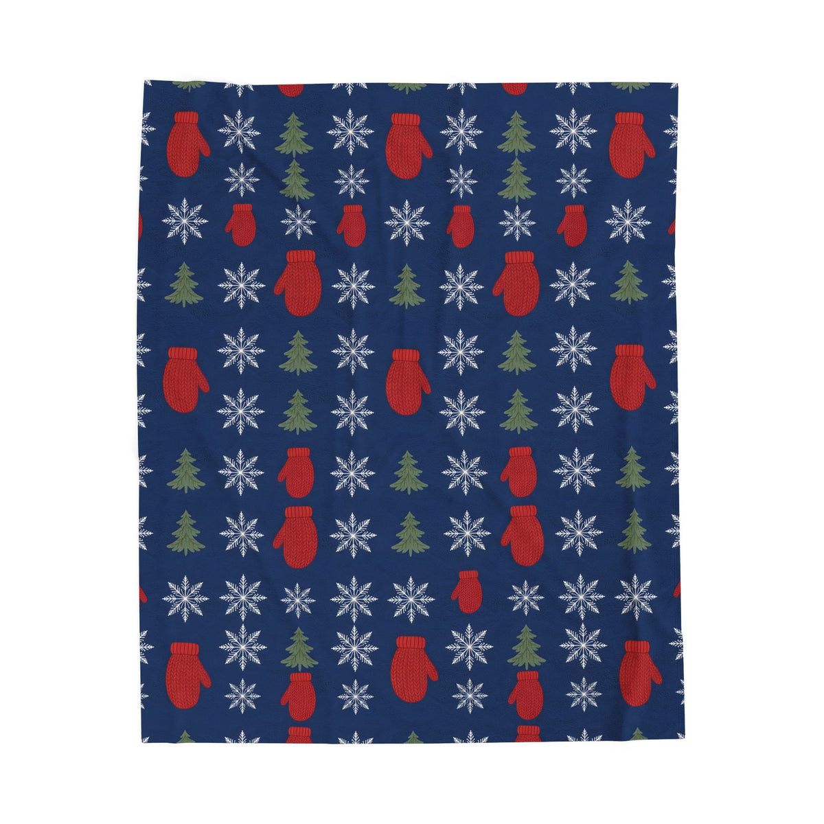 Snowflakes and Mittens Pattern Velveteen Plush Blanket – Style 2