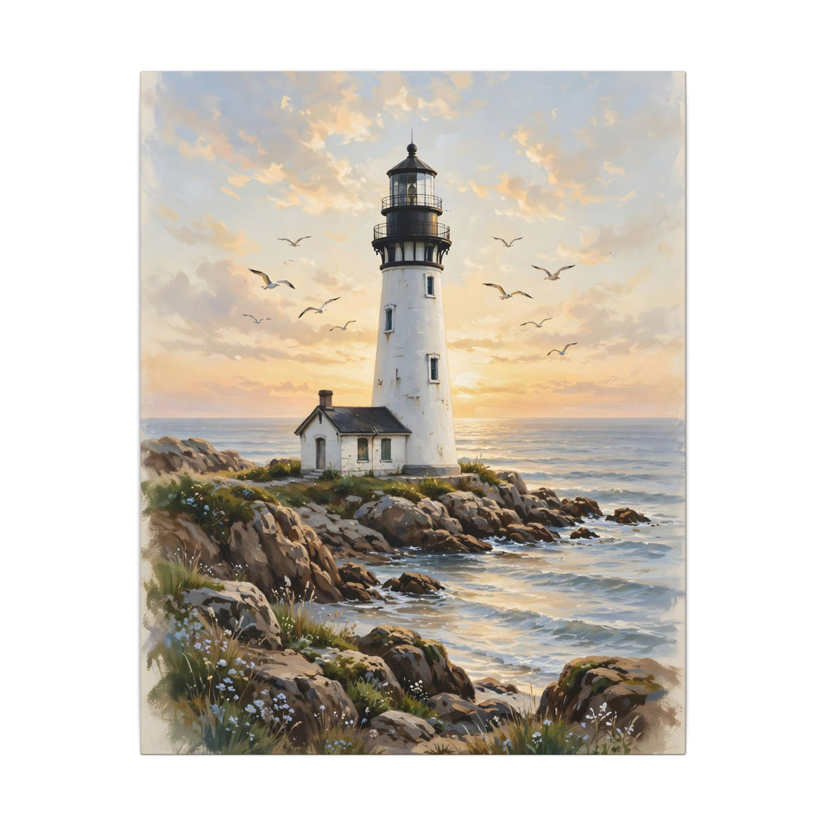 Lighthouse at Golden Hour Canvas Wall Art