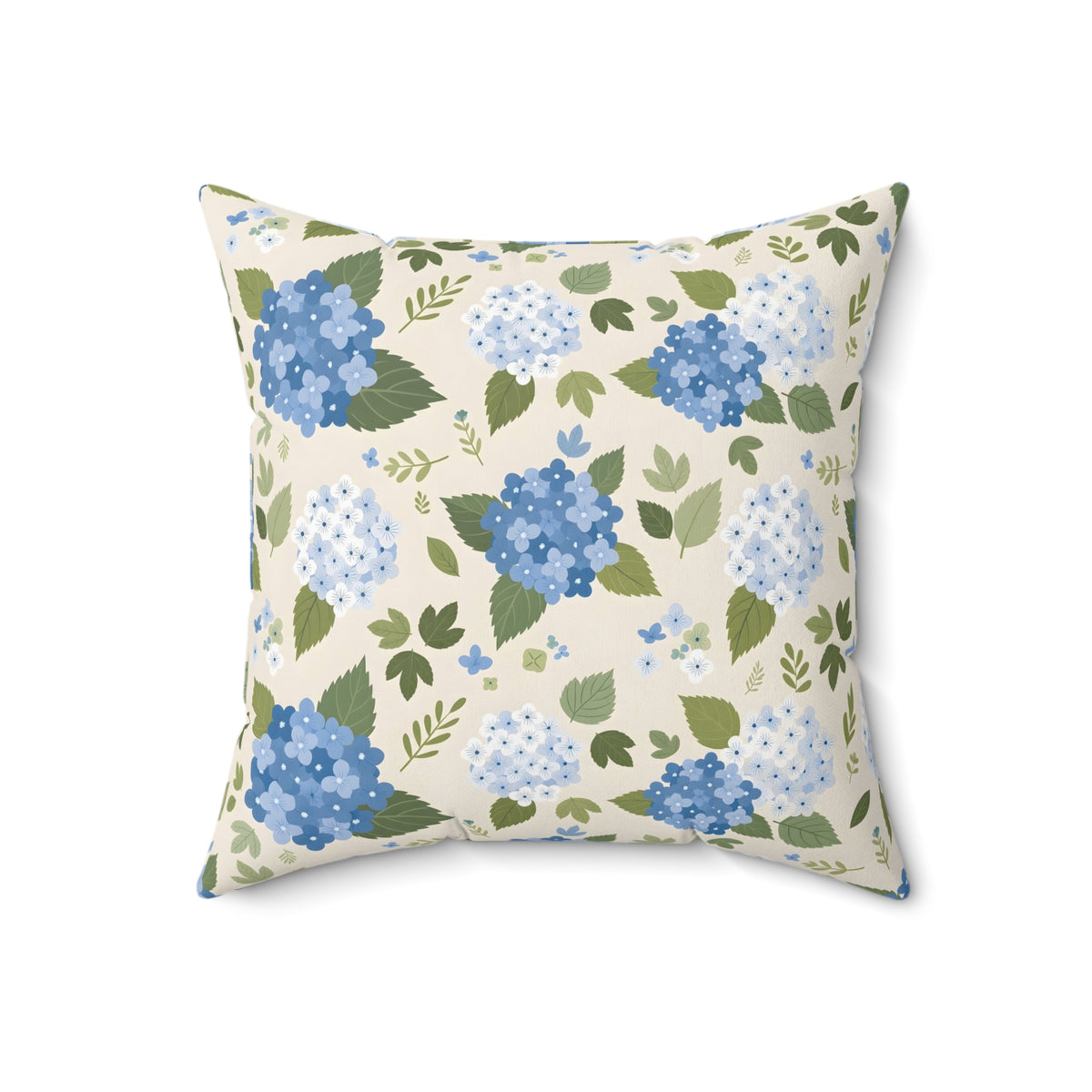 Hydrangea Blue Floral Pattern Throw Pillow – Style 2