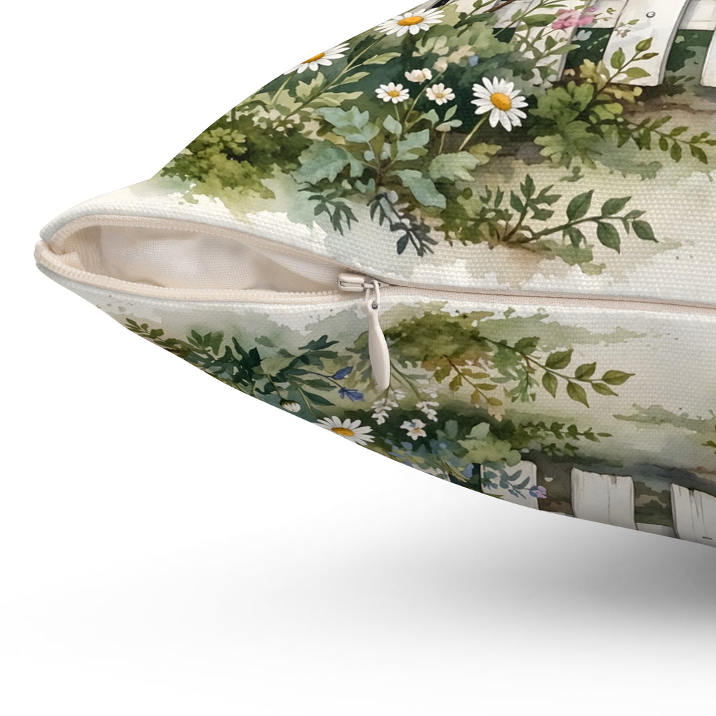 Cottage Garden Gate Throw Pillow