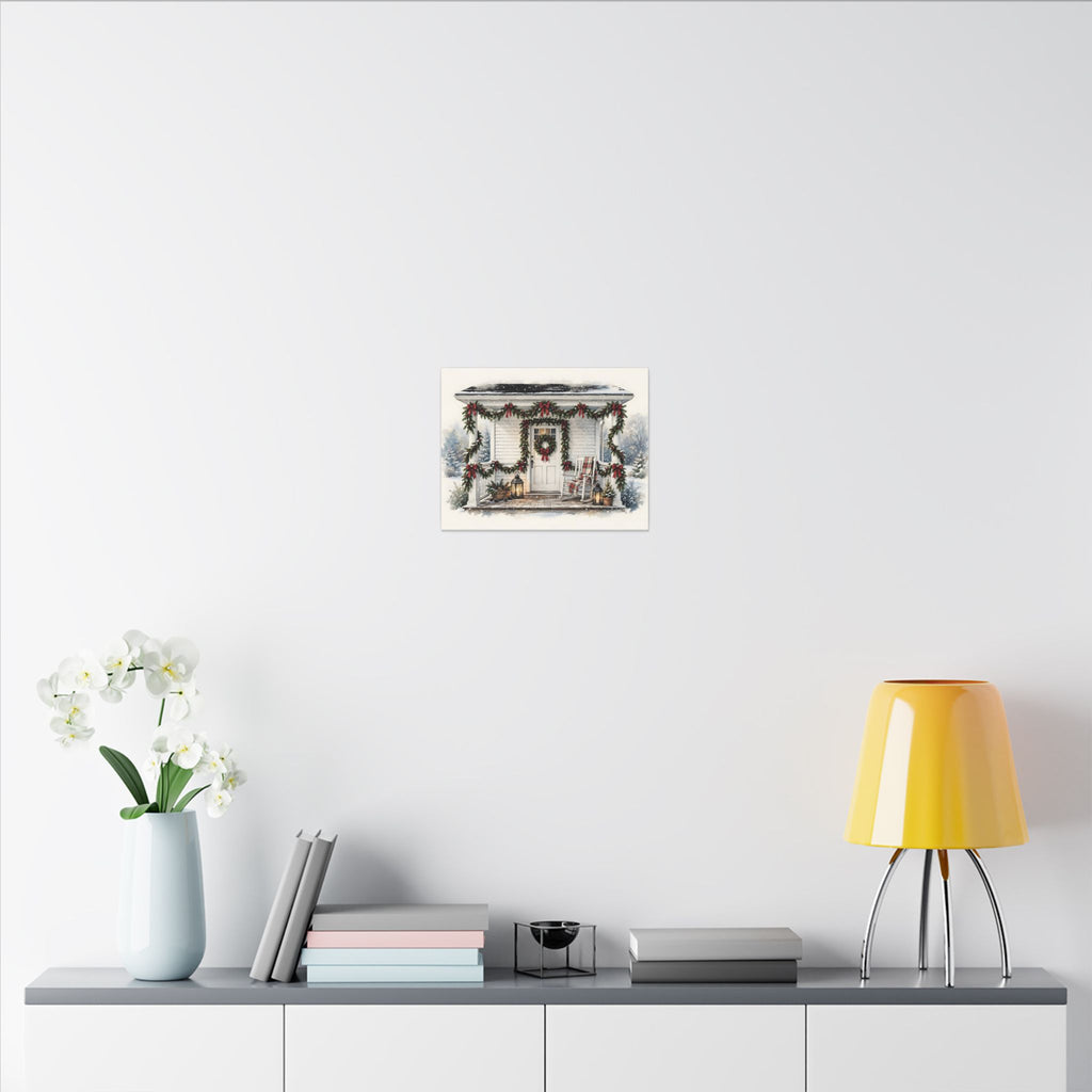 Farmhouse Christmas Porch Canvas Wall Art