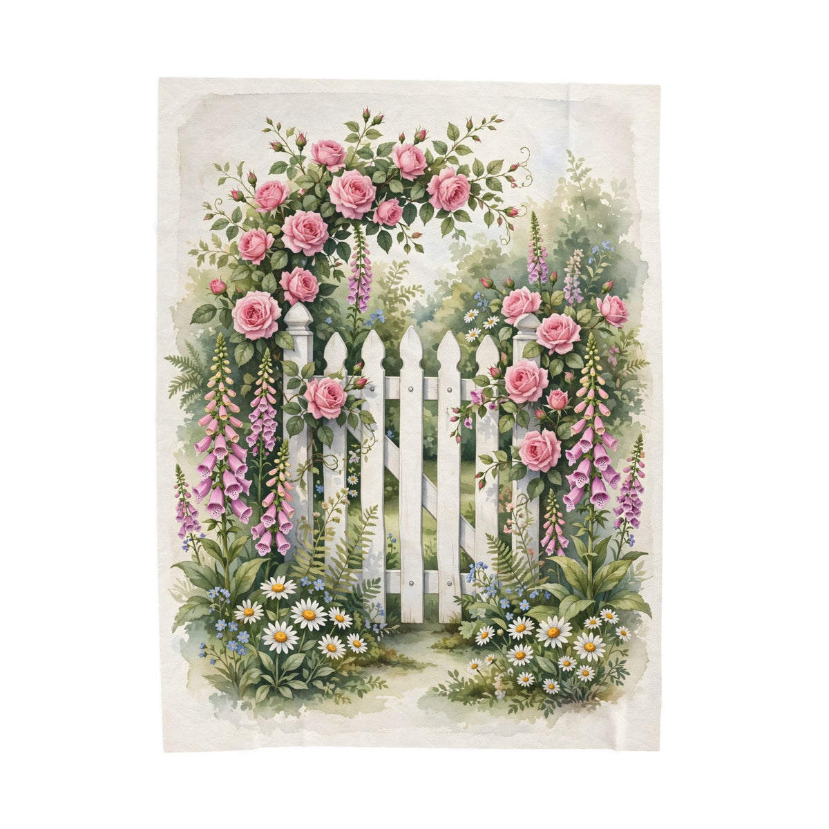 Cottage Garden Gate Velveteen Plush Blanket – Style 2