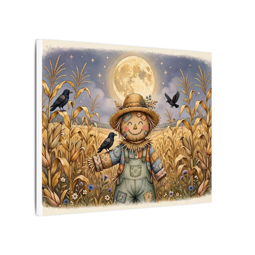 Scarecrow and Crows in the Cornfield Canvas Wall Art – Style 2