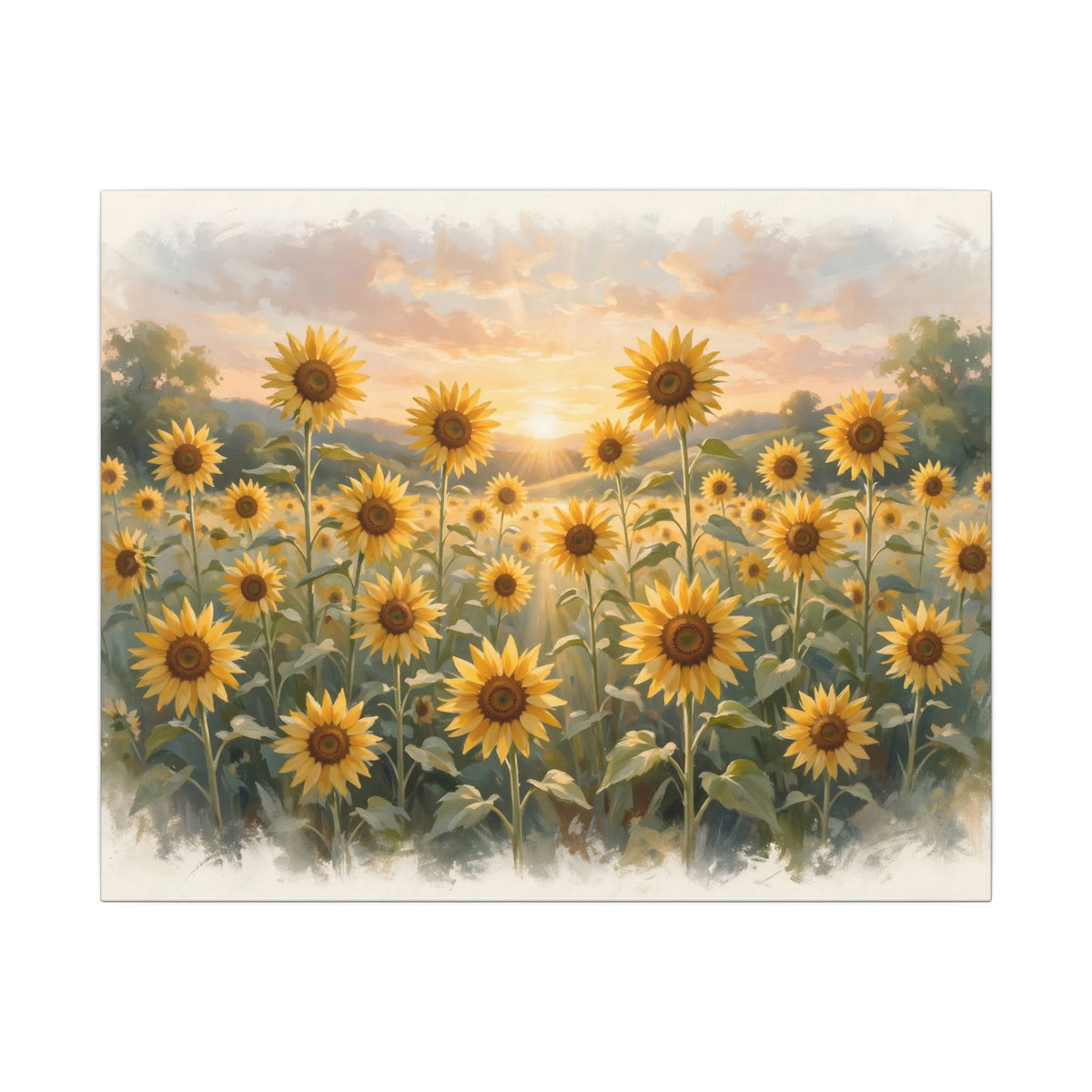 Sunflower Field at Sunset Canvas Wall Art – Style 2