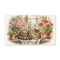 Tabby Cat in the Window Garden Doormat