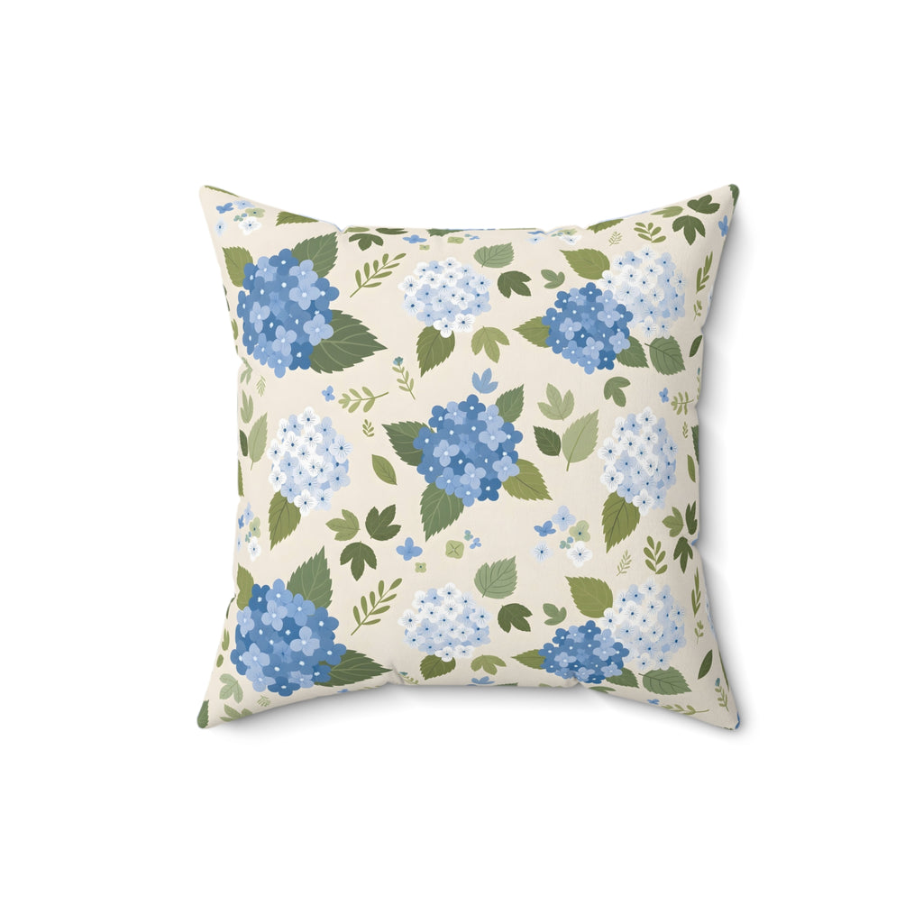 Hydrangea Blue Floral Pattern Throw Pillow – Style 2