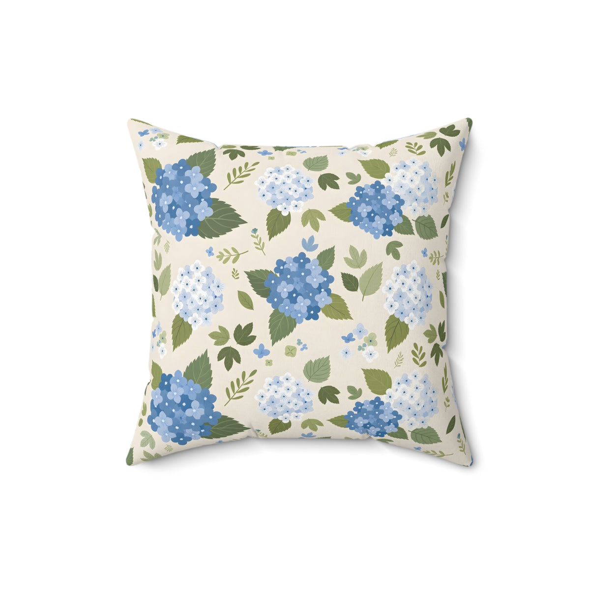 Hydrangea Blue Floral Pattern Throw Pillow – Style 2