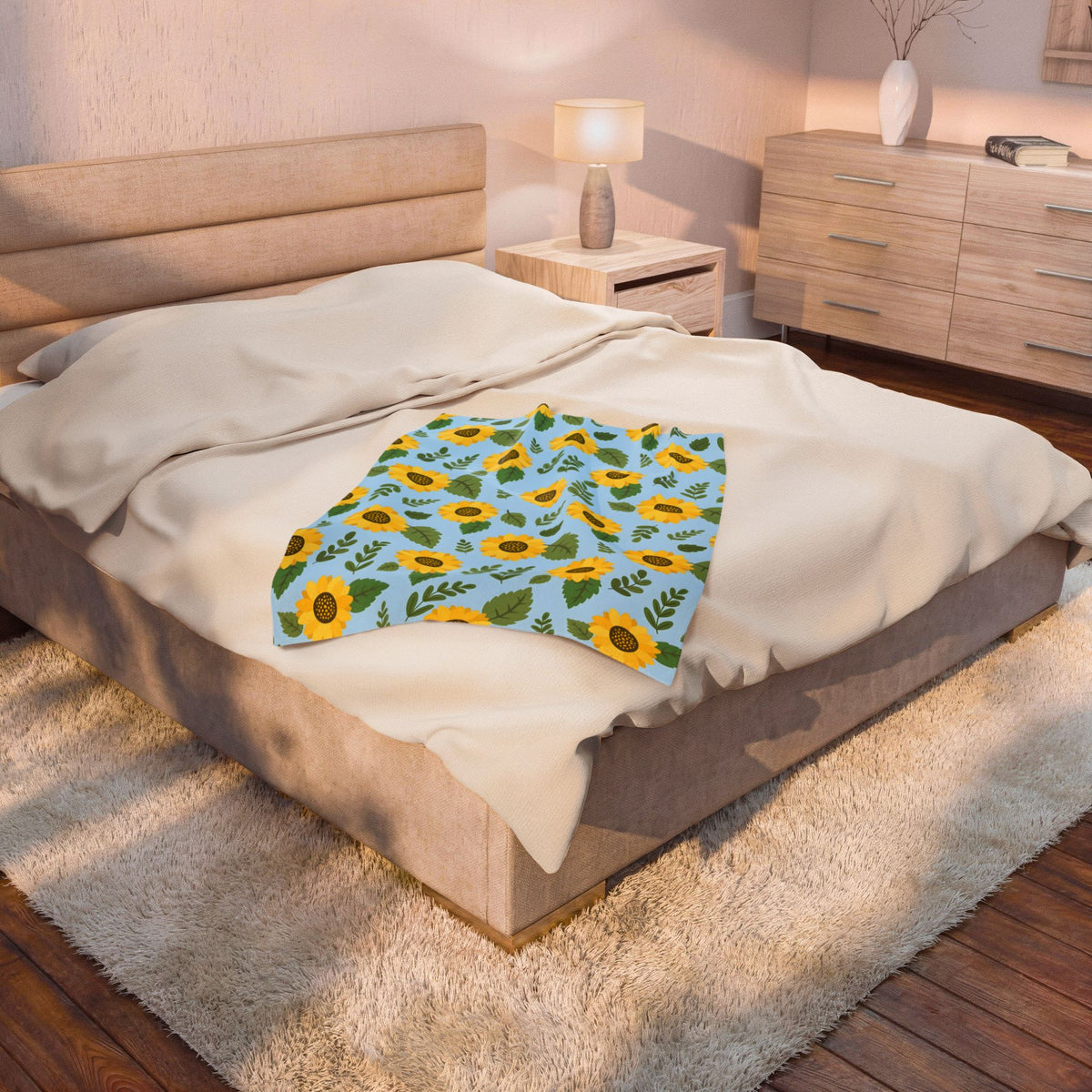 Sunflower Pattern Velveteen Plush Blanket