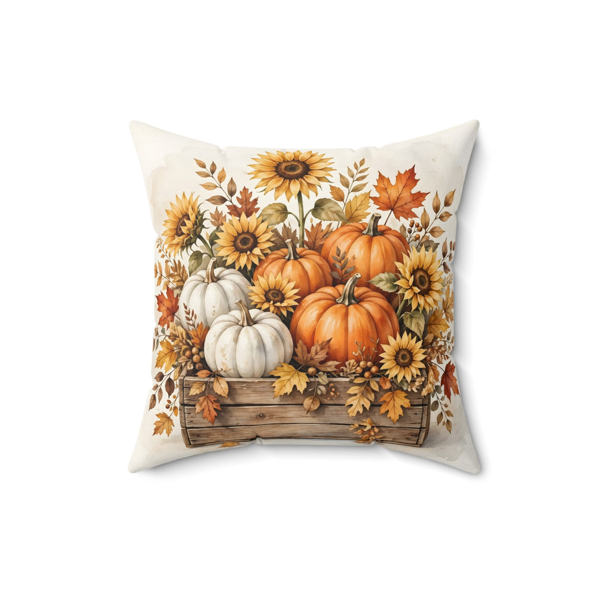 Pumpkins and Sunflowers Harvest Throw Pillow