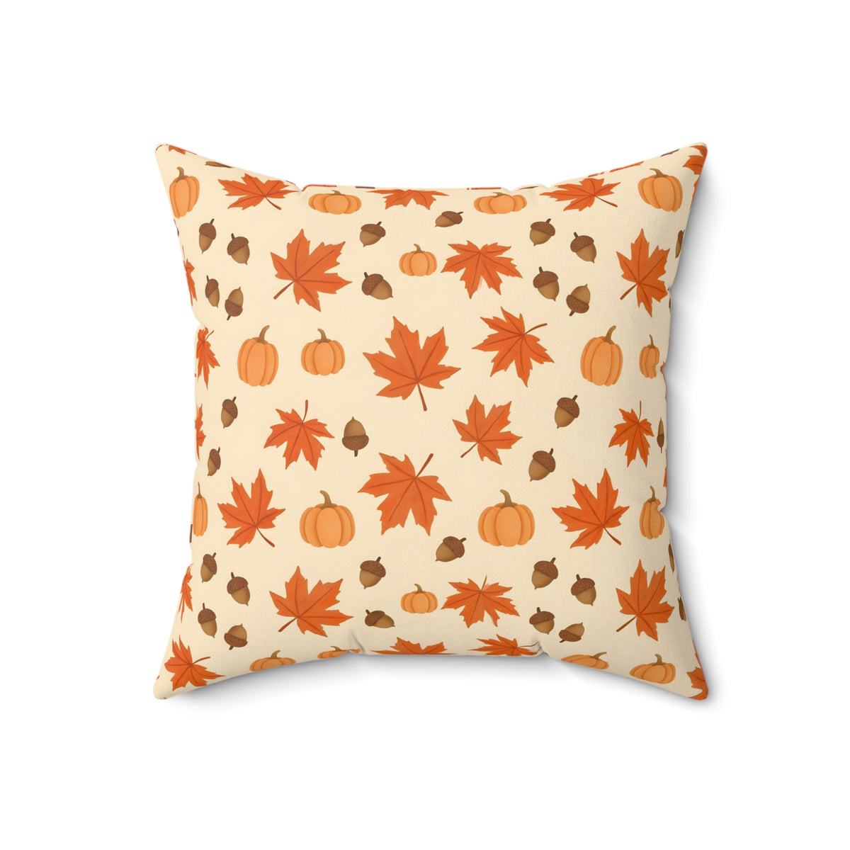 Autumn Leaves and Pumpkins Pattern Throw Pillow – Style 2