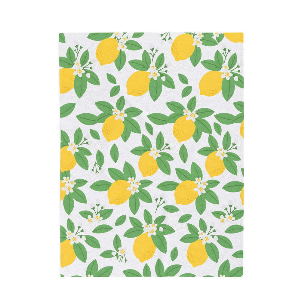 Farmhouse Lemon Pattern Velveteen Plush Blanket – Style 2