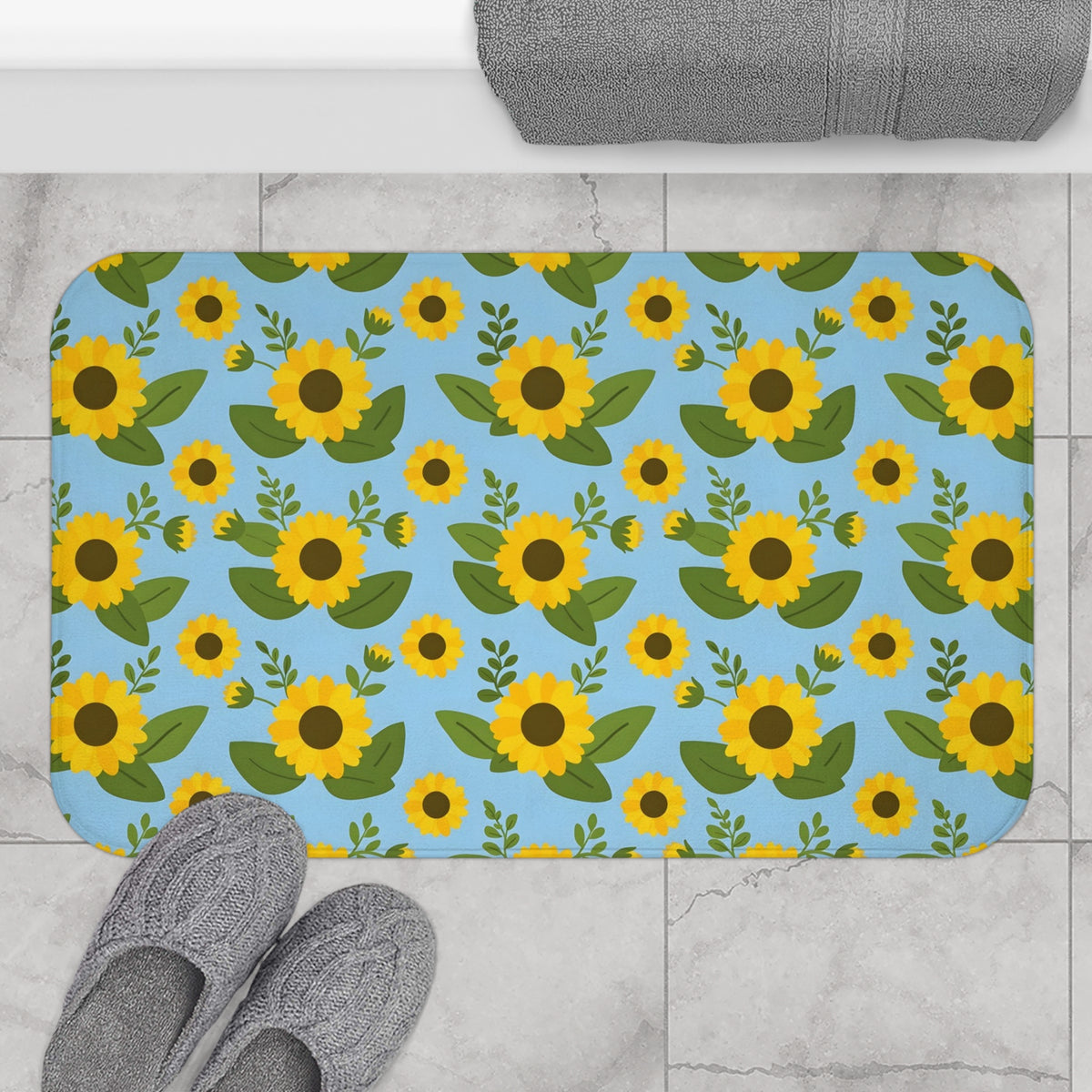 Sunflower Pattern Bath Mat