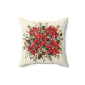 Poinsettia Watercolor Bouquet Throw Pillow