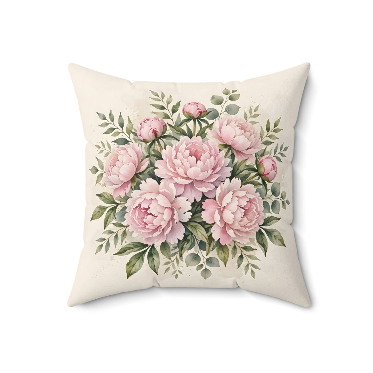 Pink Peonies Watercolor Throw Pillow – Style 2