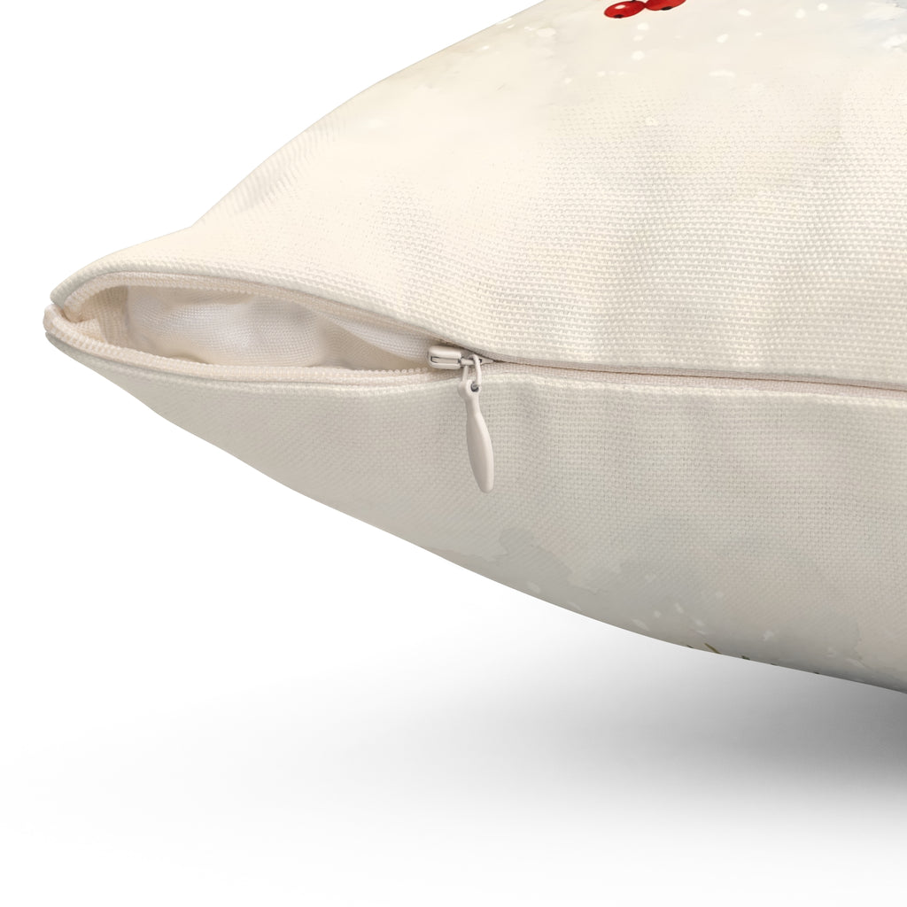 Cardinals on a Snowy Pine Branch Throw Pillow