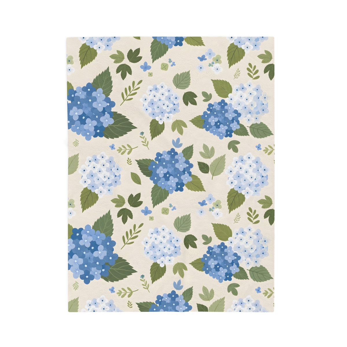 Hydrangea Blue Floral Pattern Velveteen Plush Blanket – Style 2