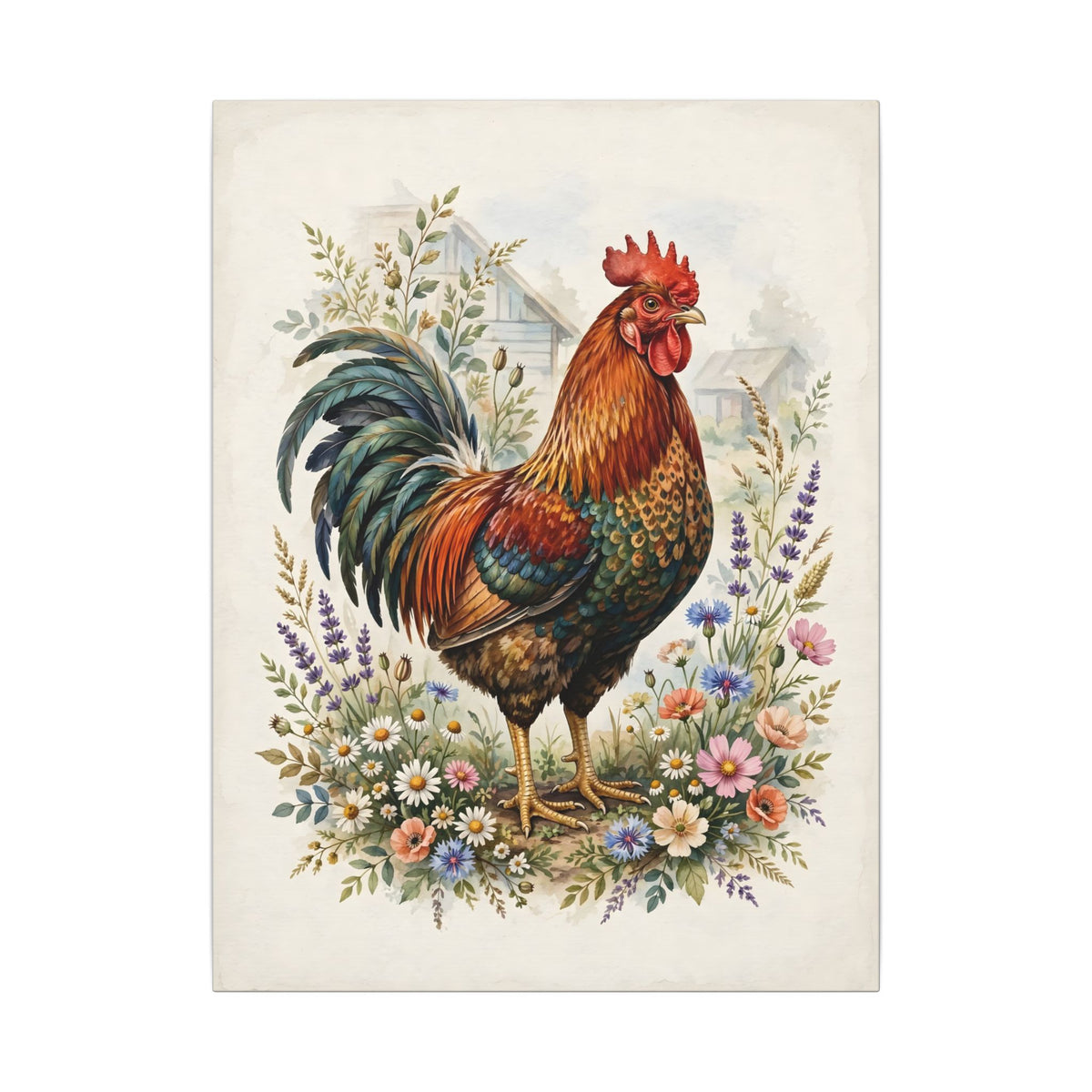 Proud Farmhouse Rooster Canvas Wall Art