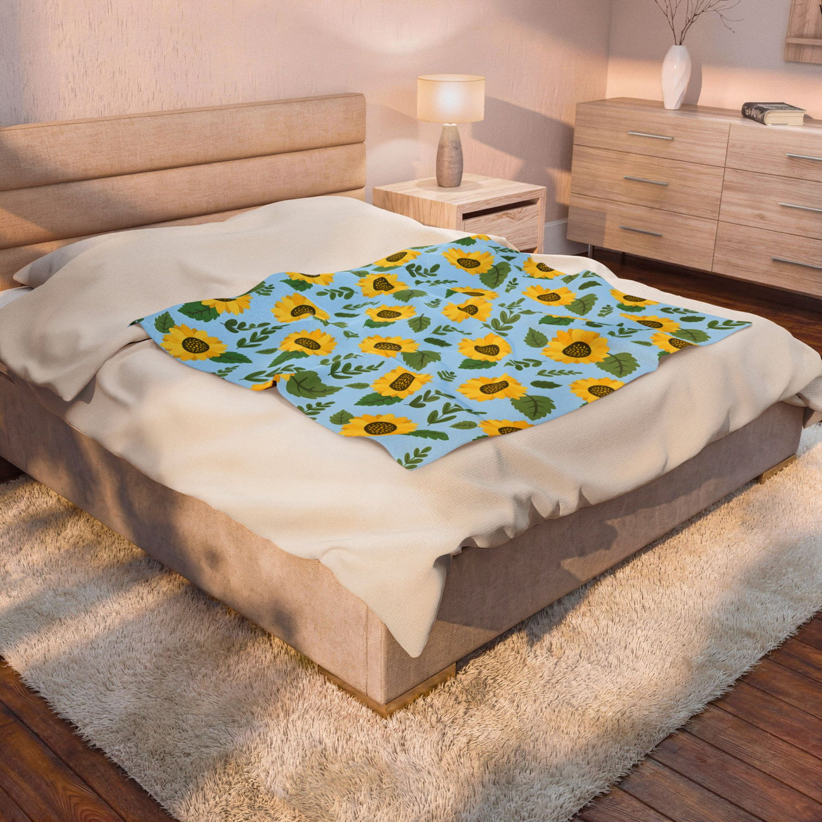Sunflower Pattern Velveteen Plush Blanket