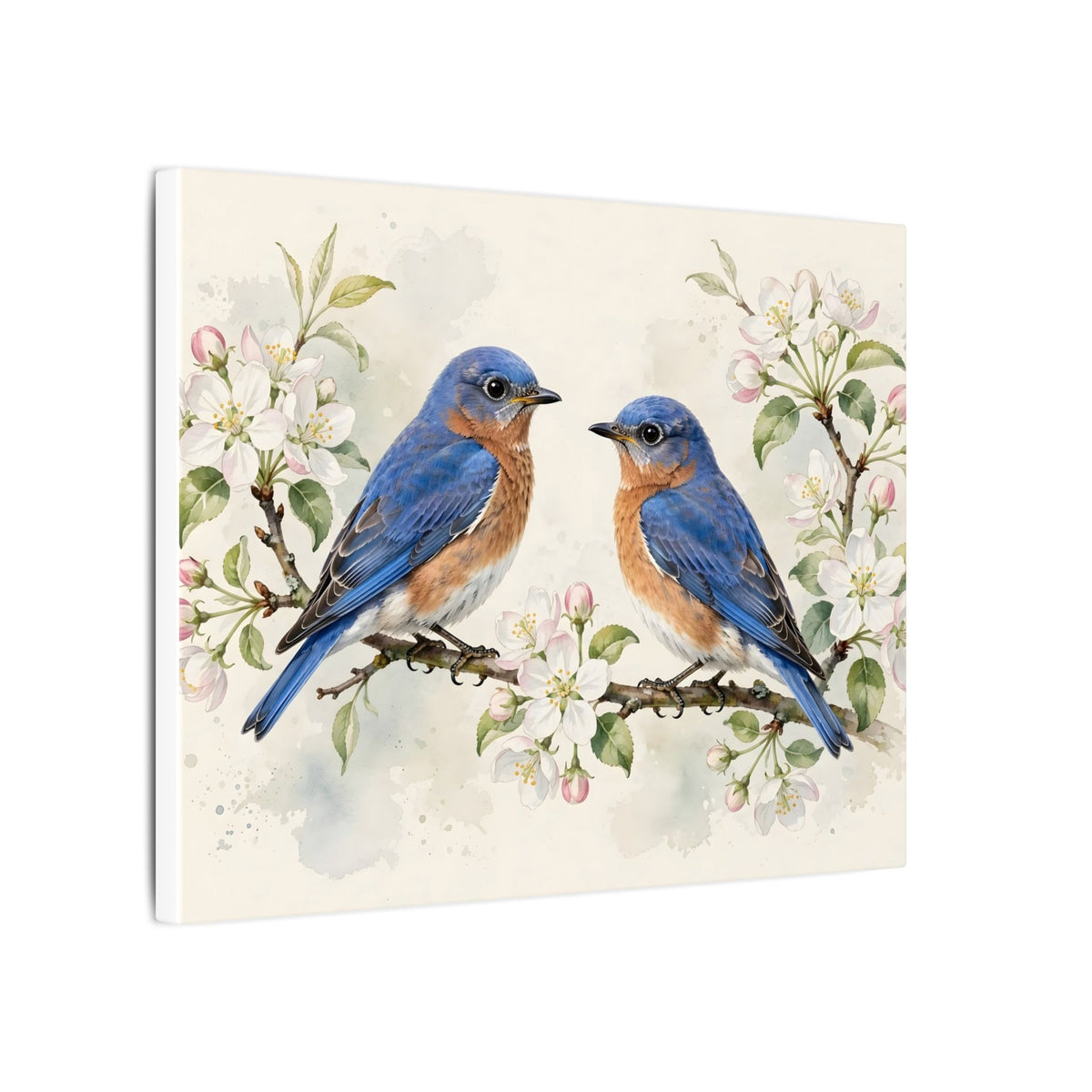 Bluebirds on a Blossom Branch Canvas Wall Art