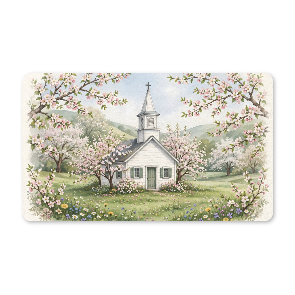 Country Church in Spring Doormat