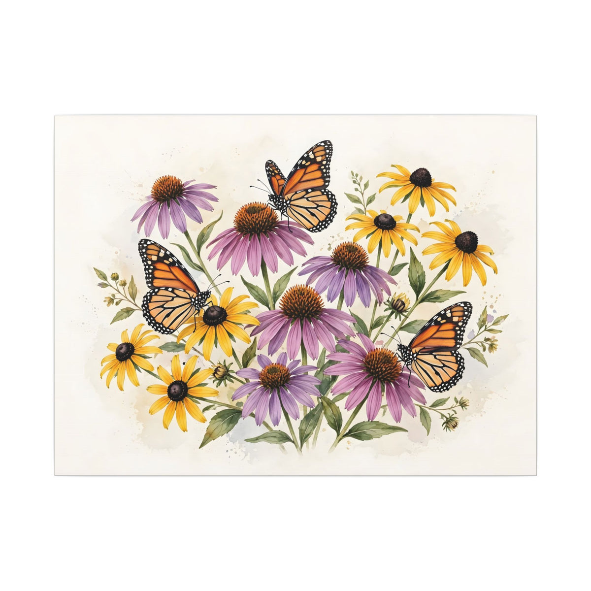 Monarch Butterflies and Wildflowers Canvas Wall Art