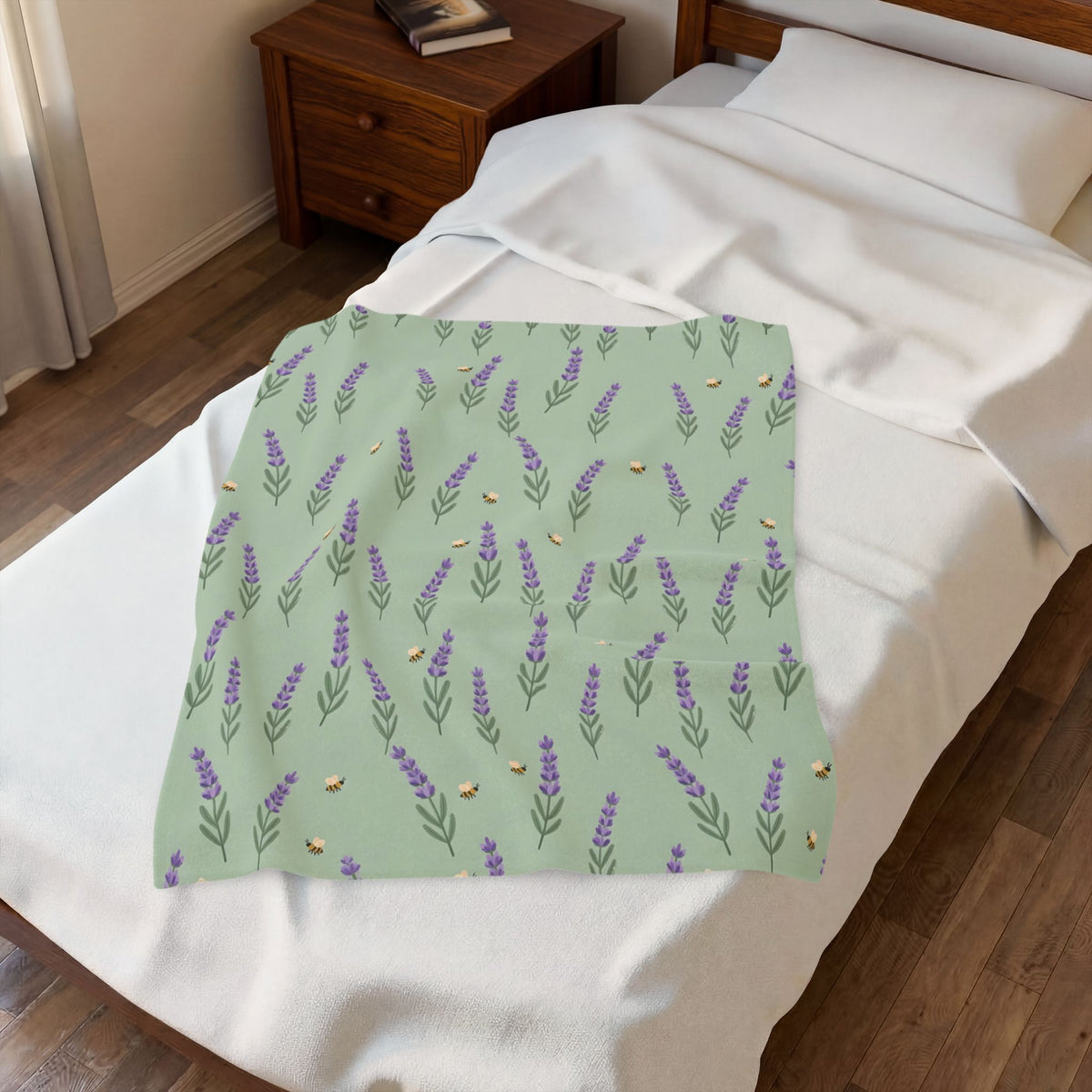 Lavender Sprigs Pattern Velveteen Plush Blanket – Style 2