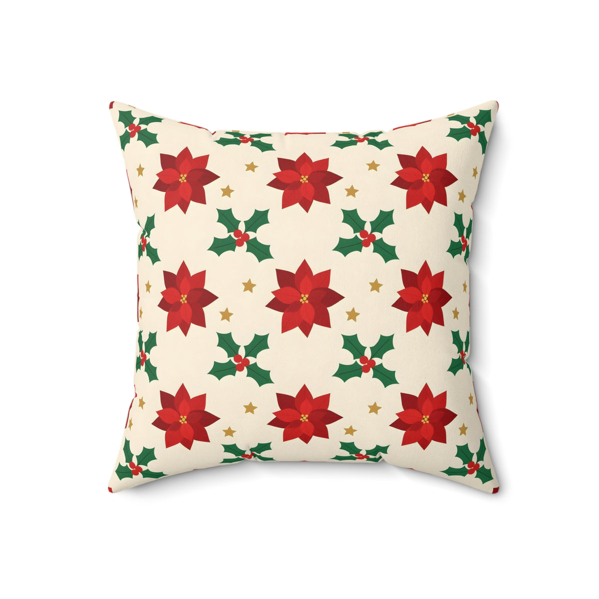 Christmas Poinsettia Pattern Throw Pillow