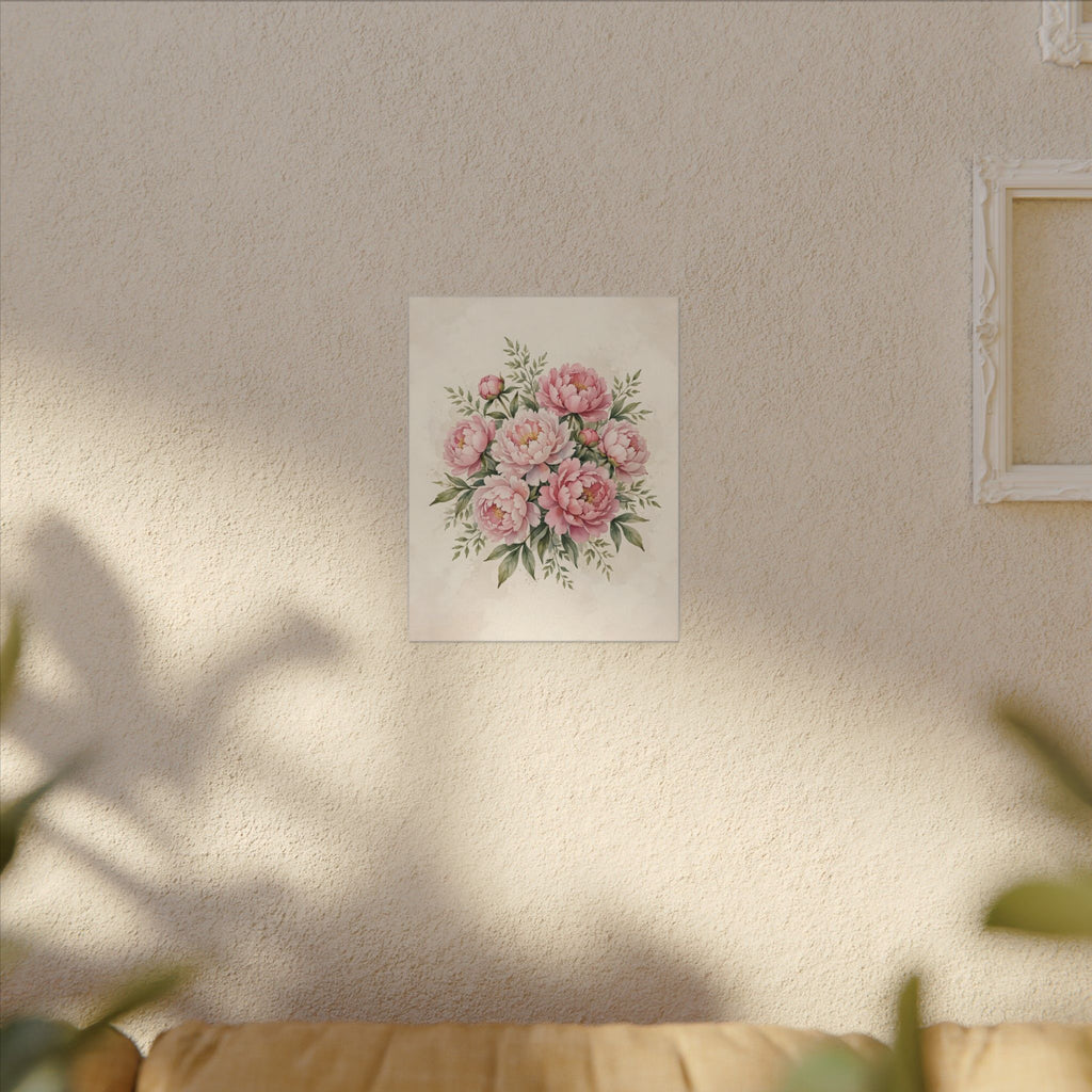 Pink Peonies Watercolor Canvas Wall Art