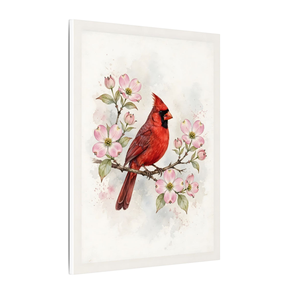 Cardinal on a Spring Branch Canvas Wall Art – Style 2
