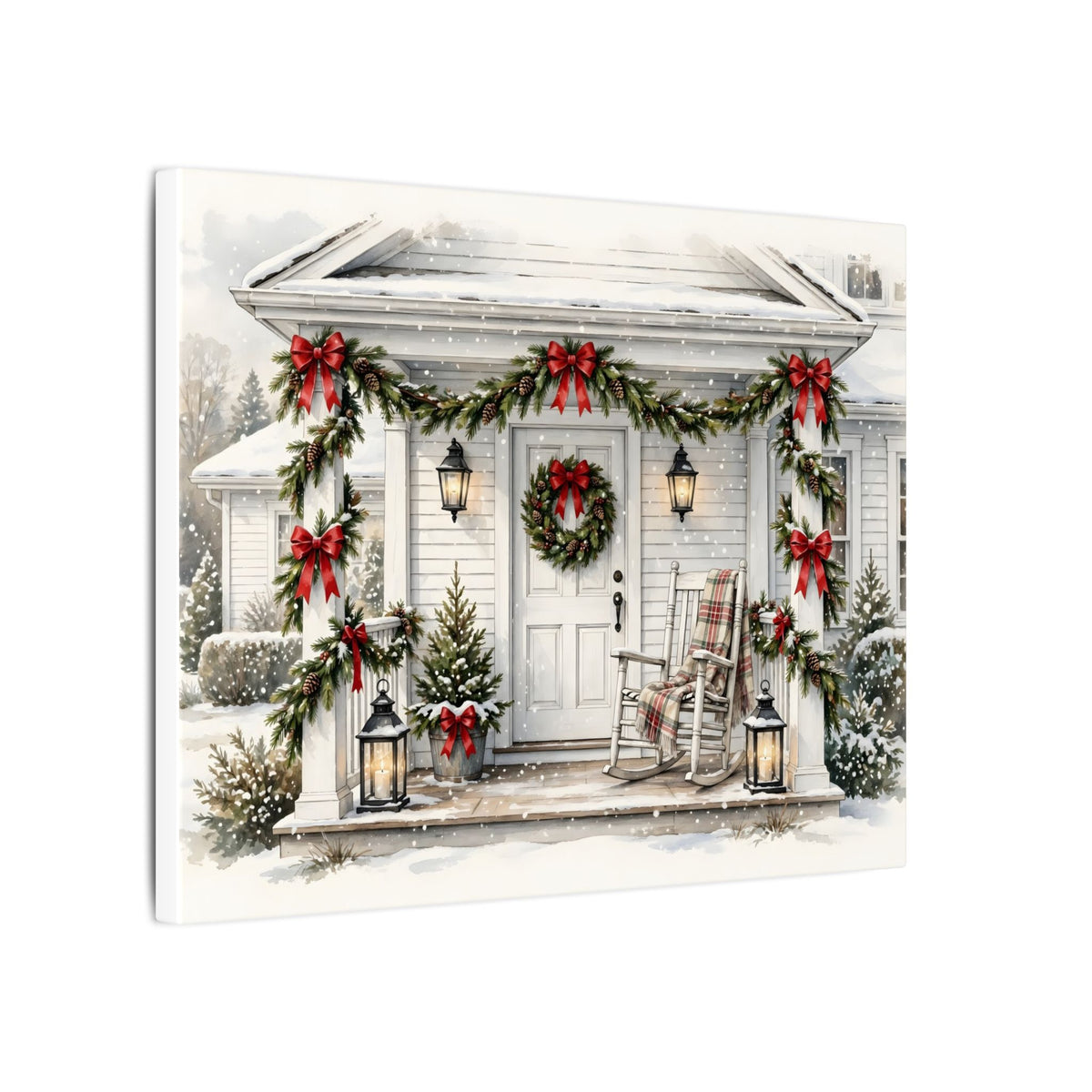 Farmhouse Christmas Porch Canvas Wall Art – Style 2