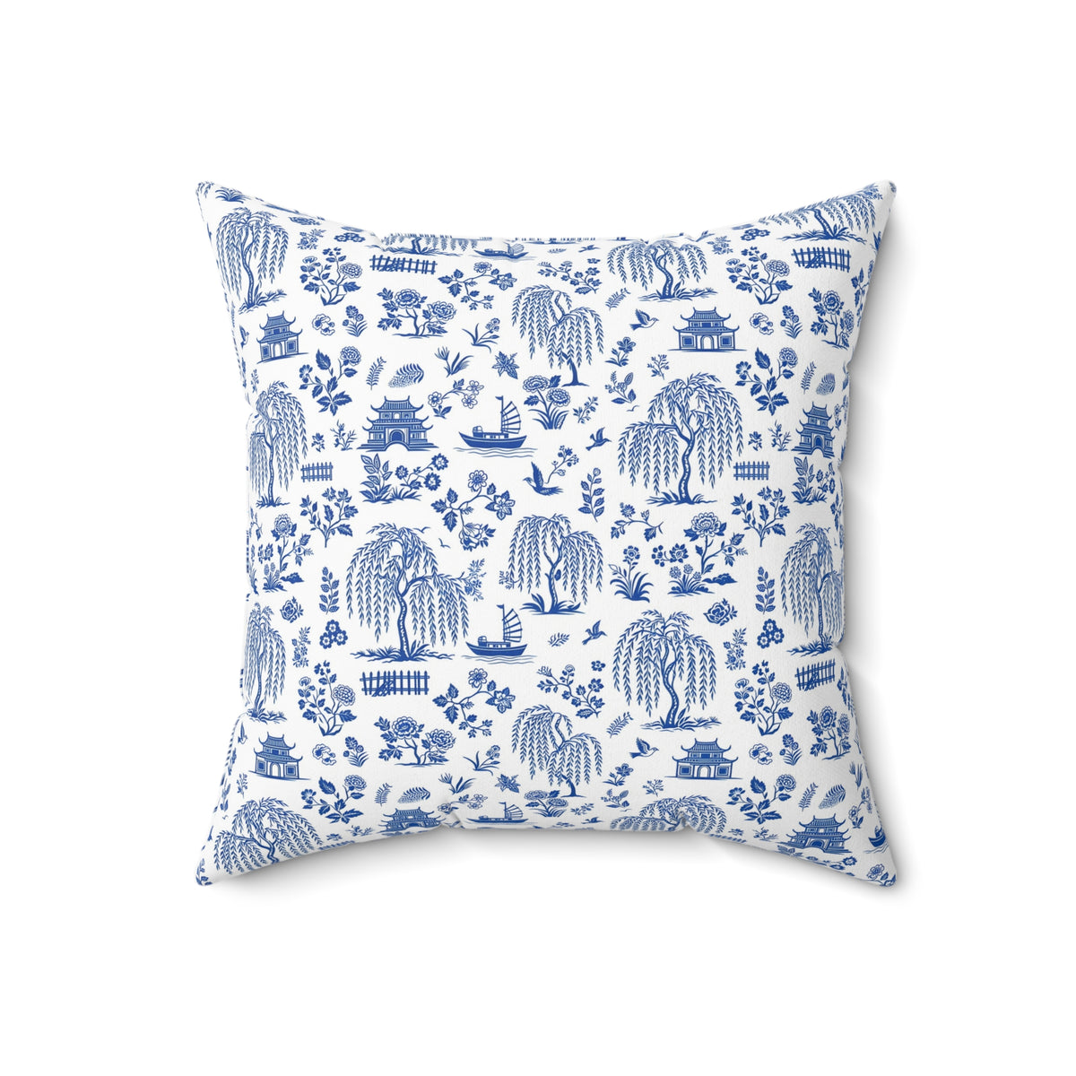 Blue Willow China Pattern Throw Pillow