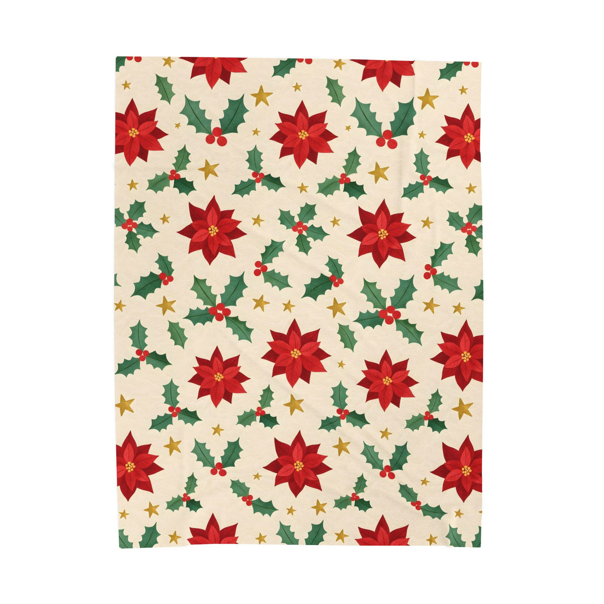 Christmas Poinsettia Pattern Velveteen Plush Blanket – Style 2