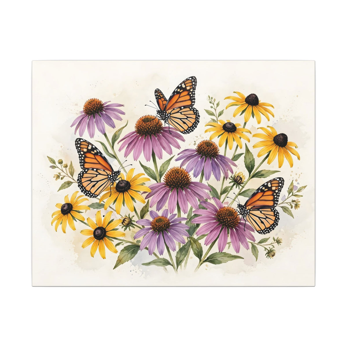 Monarch Butterflies and Wildflowers Canvas Wall Art
