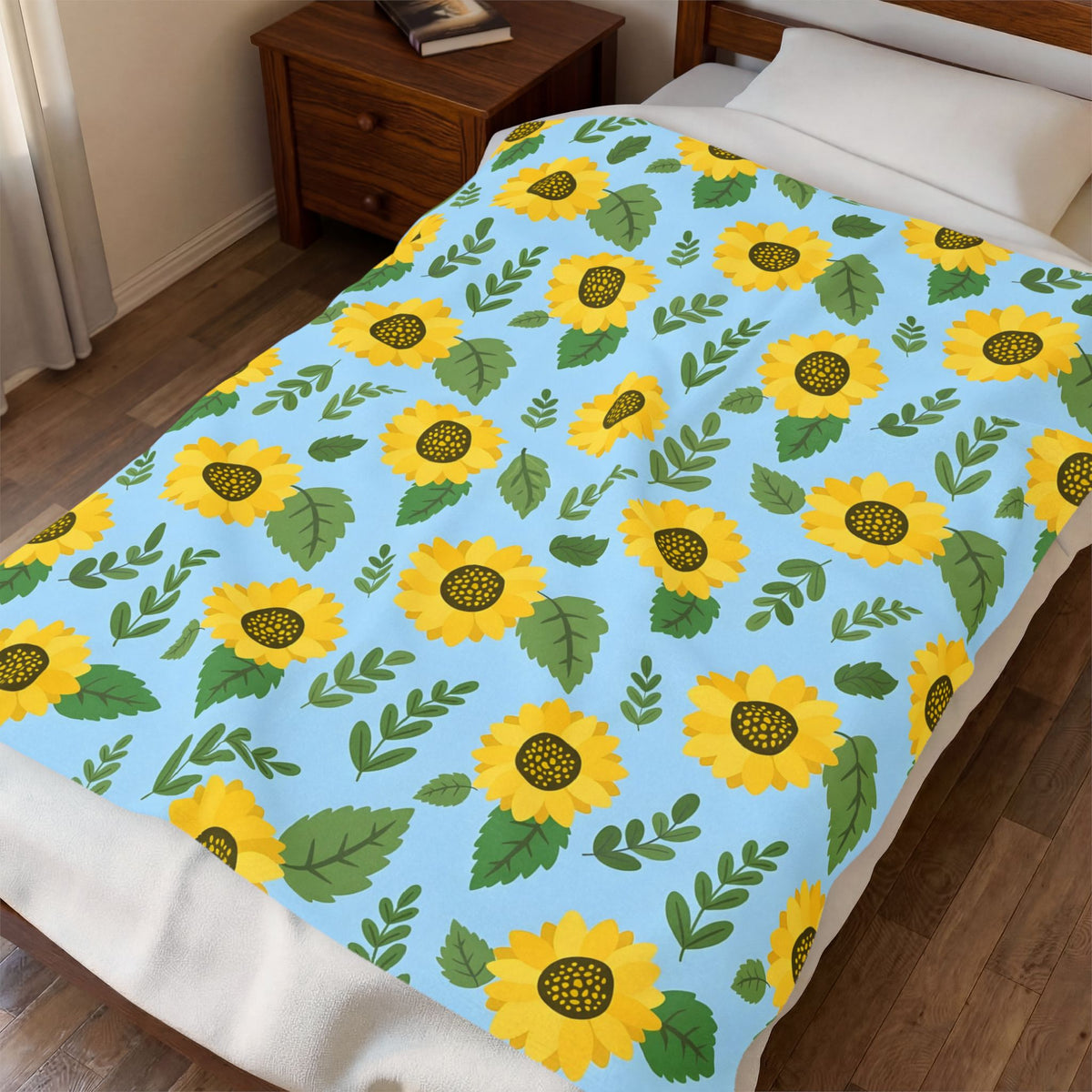 Sunflower Pattern Velveteen Plush Blanket