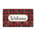 Cardinals and Buffalo Plaid Pattern Welcome Doormat