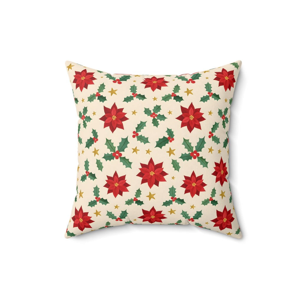 Christmas Poinsettia Pattern Throw Pillow – Style 2