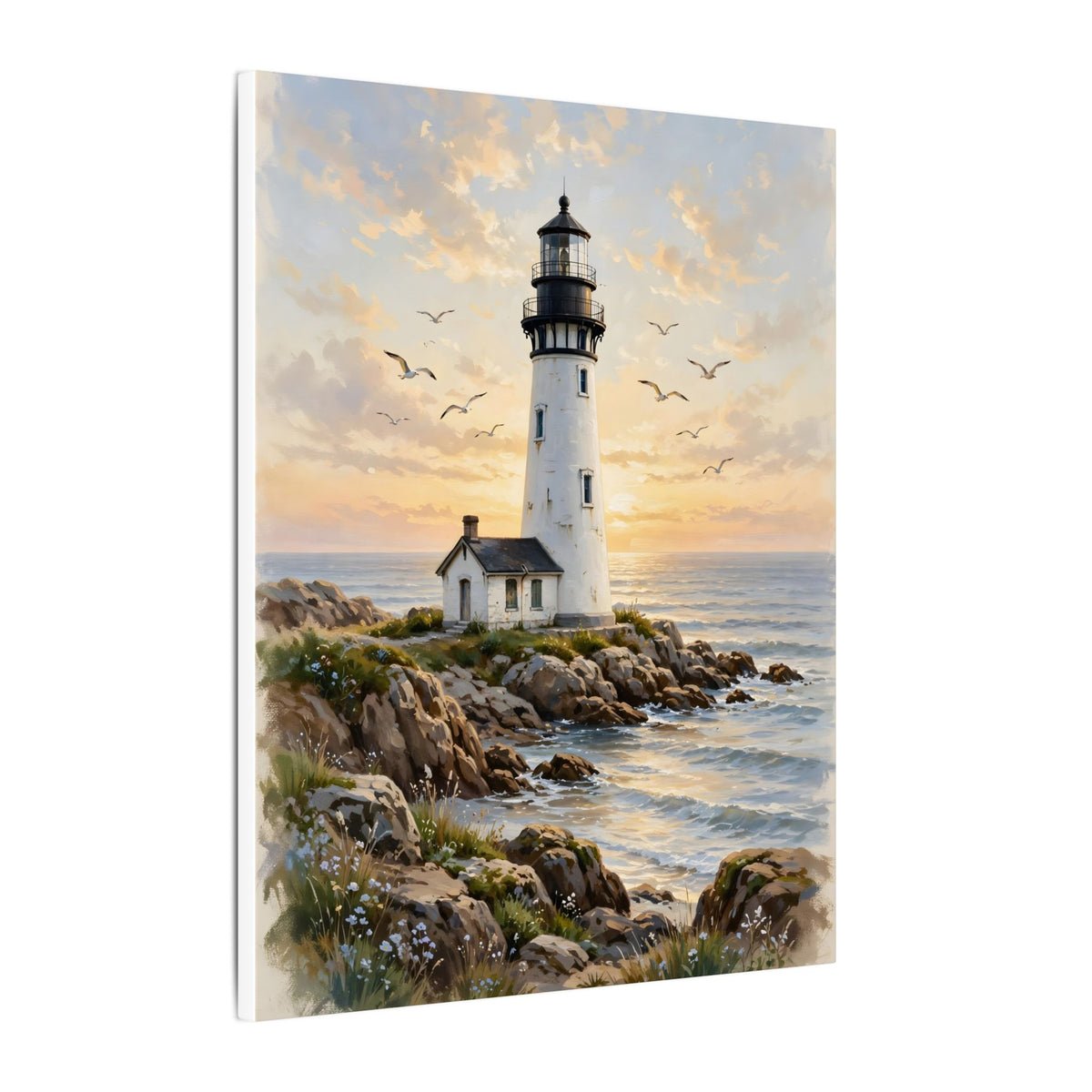 Lighthouse at Golden Hour Canvas Wall Art
