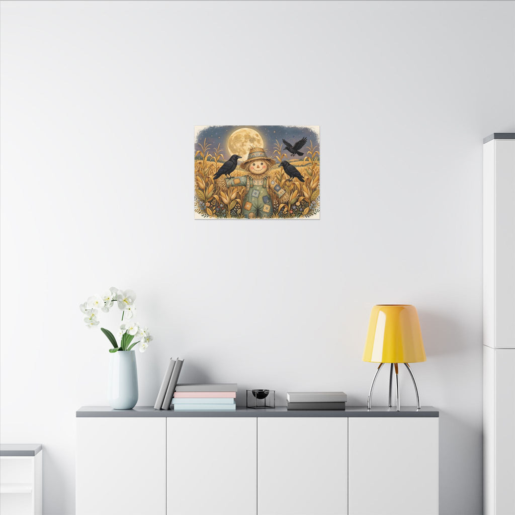 Scarecrow and Crows in the Cornfield Canvas Wall Art