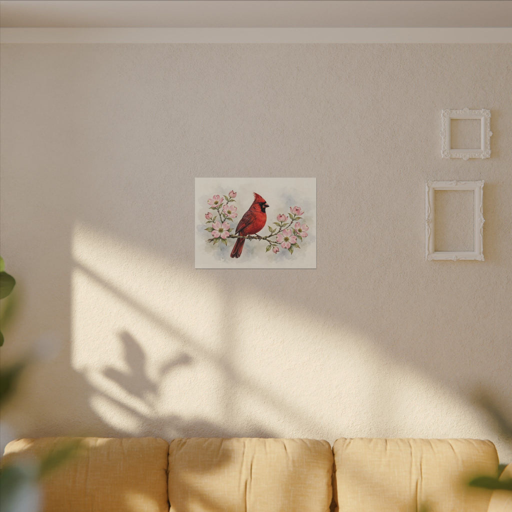 Cardinal on a Spring Branch Canvas Wall Art