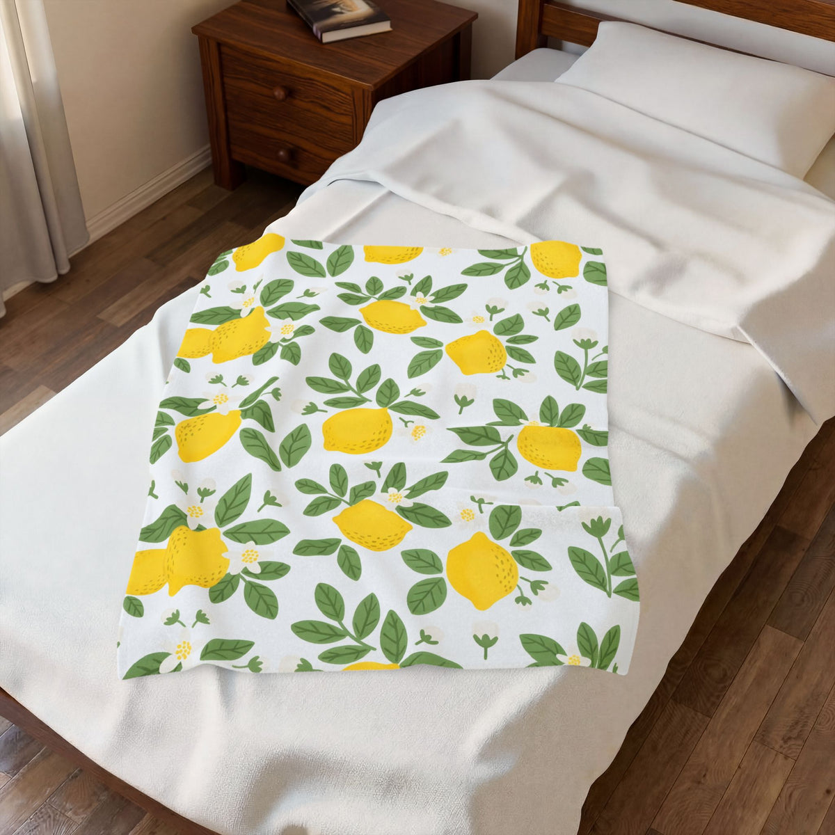 Farmhouse Lemon Pattern Velveteen Plush Blanket