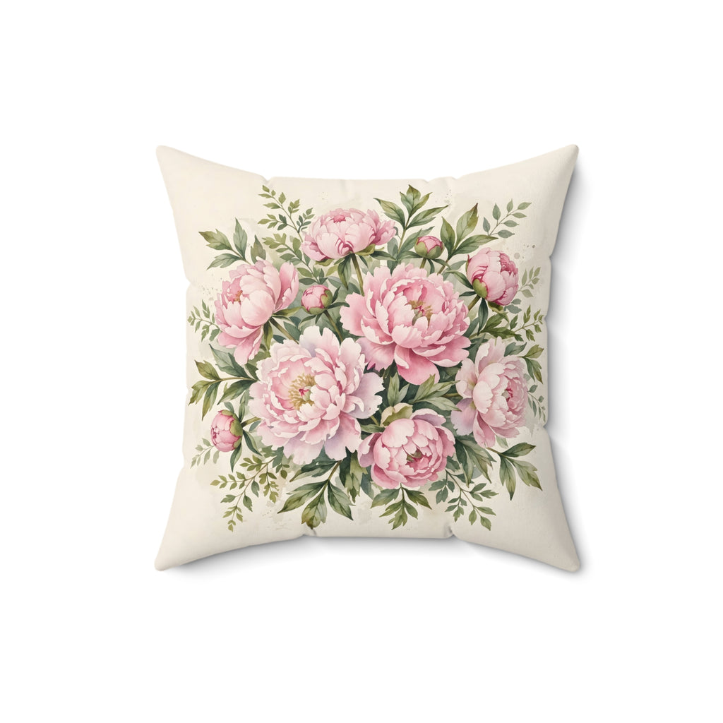 Pink Peonies Watercolor Throw Pillow