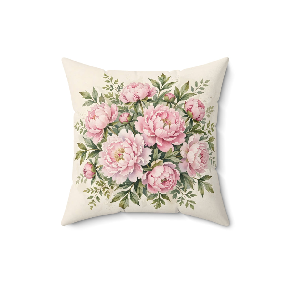 Pink Peonies Watercolor Throw Pillow