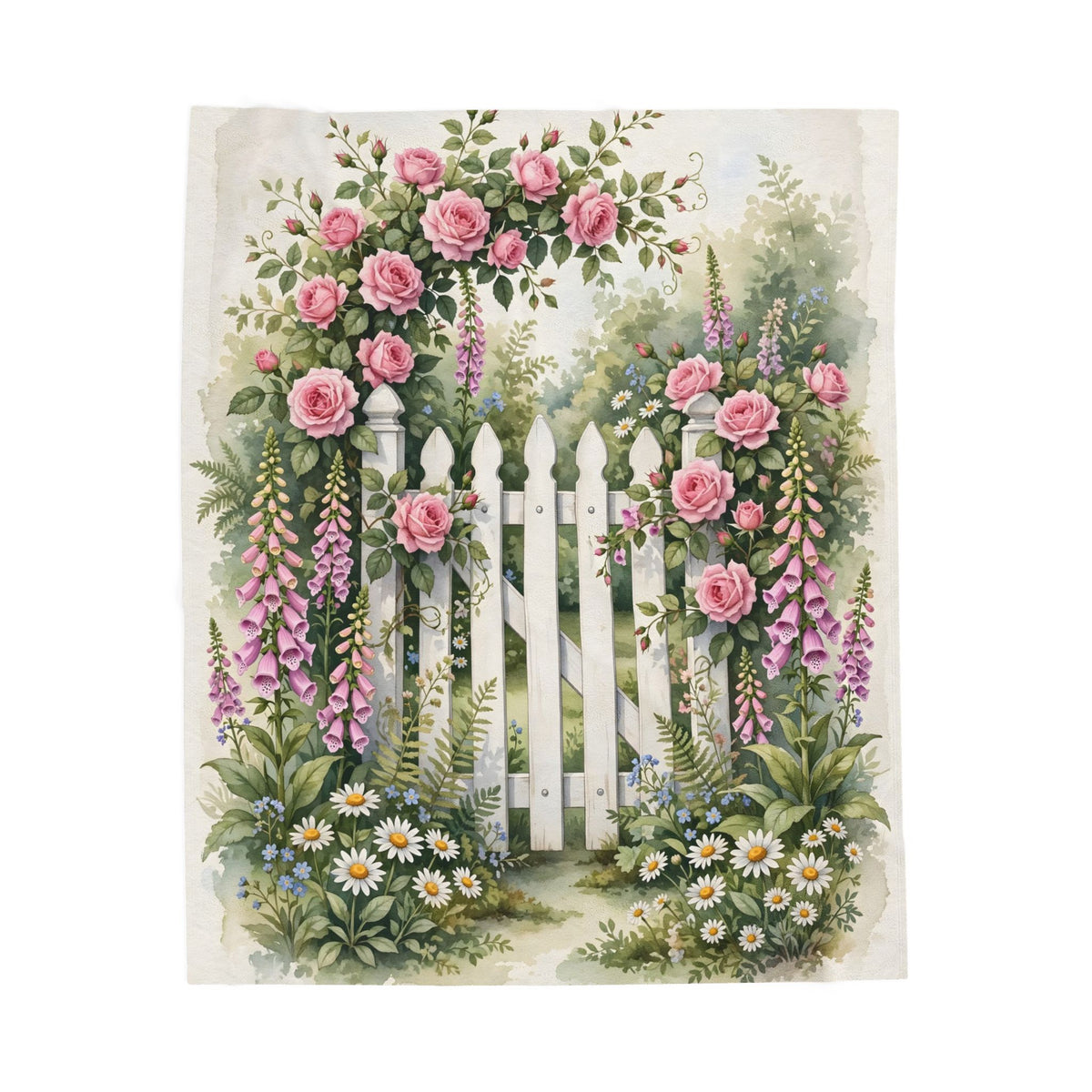Cottage Garden Gate Velveteen Plush Blanket – Style 2