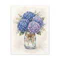 Blue Hydrangeas in a Mason Jar Canvas Wall Art – Style 2