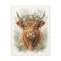 Highland Cow with Flower Crown Canvas Wall Art – Style 2