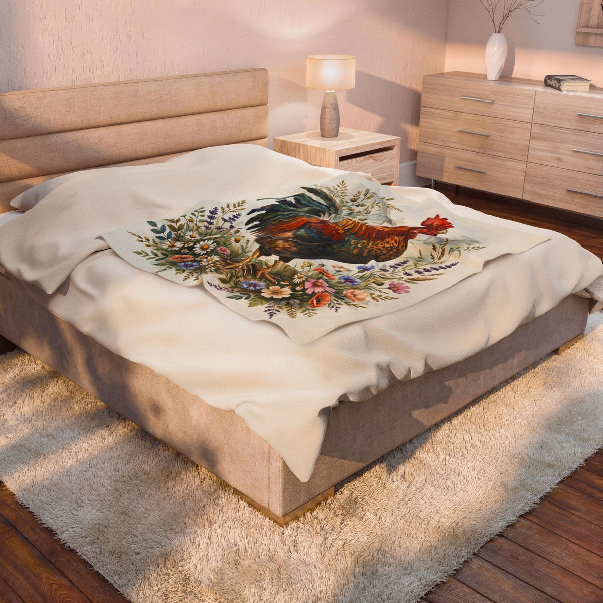 Proud Farmhouse Rooster Velveteen Plush Blanket