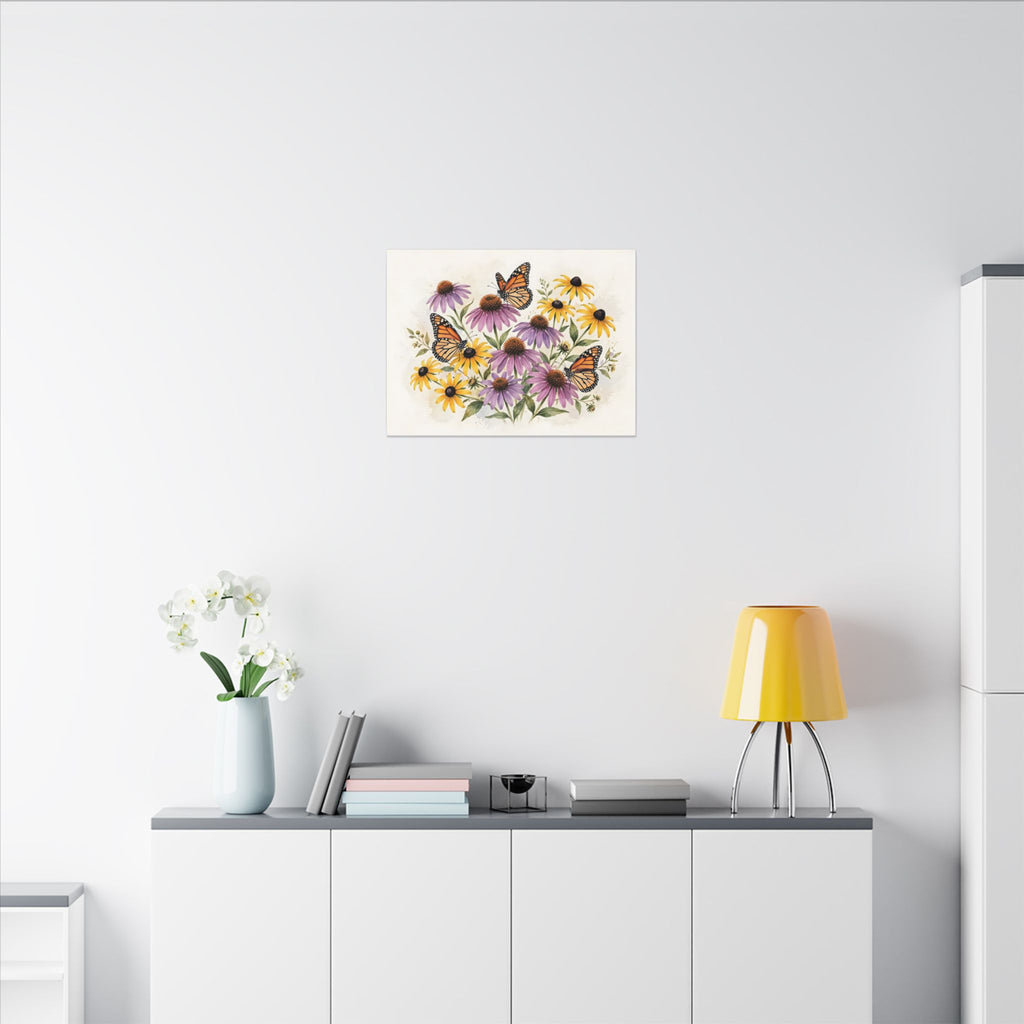 Monarch Butterflies and Wildflowers Canvas Wall Art