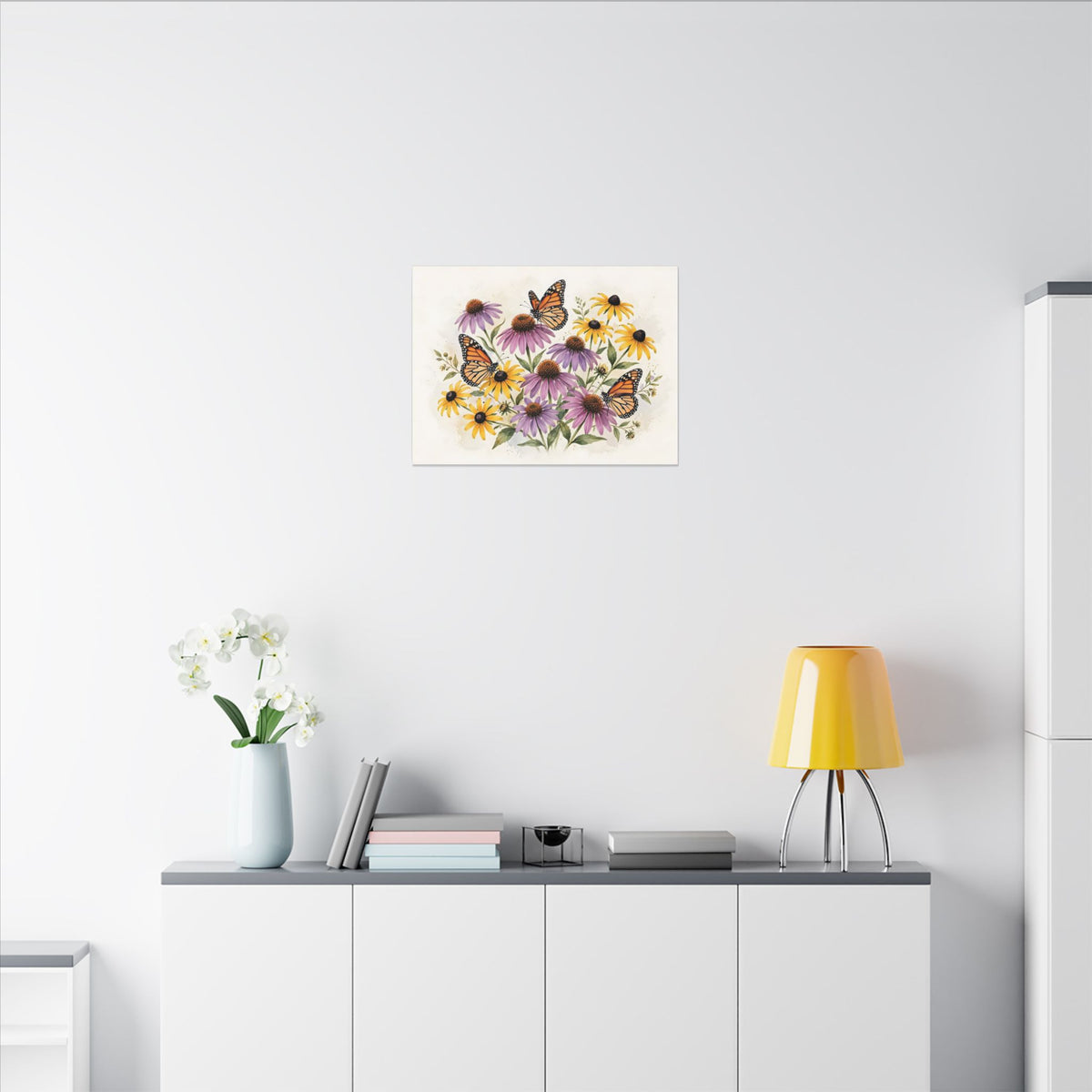 Monarch Butterflies and Wildflowers Canvas Wall Art